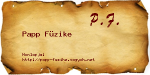 Papp Füzike névjegykártya